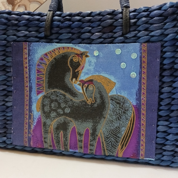 🐴 NWT Sun n Sand Horse Design Blue Straw Tote - Picture 3 of 10